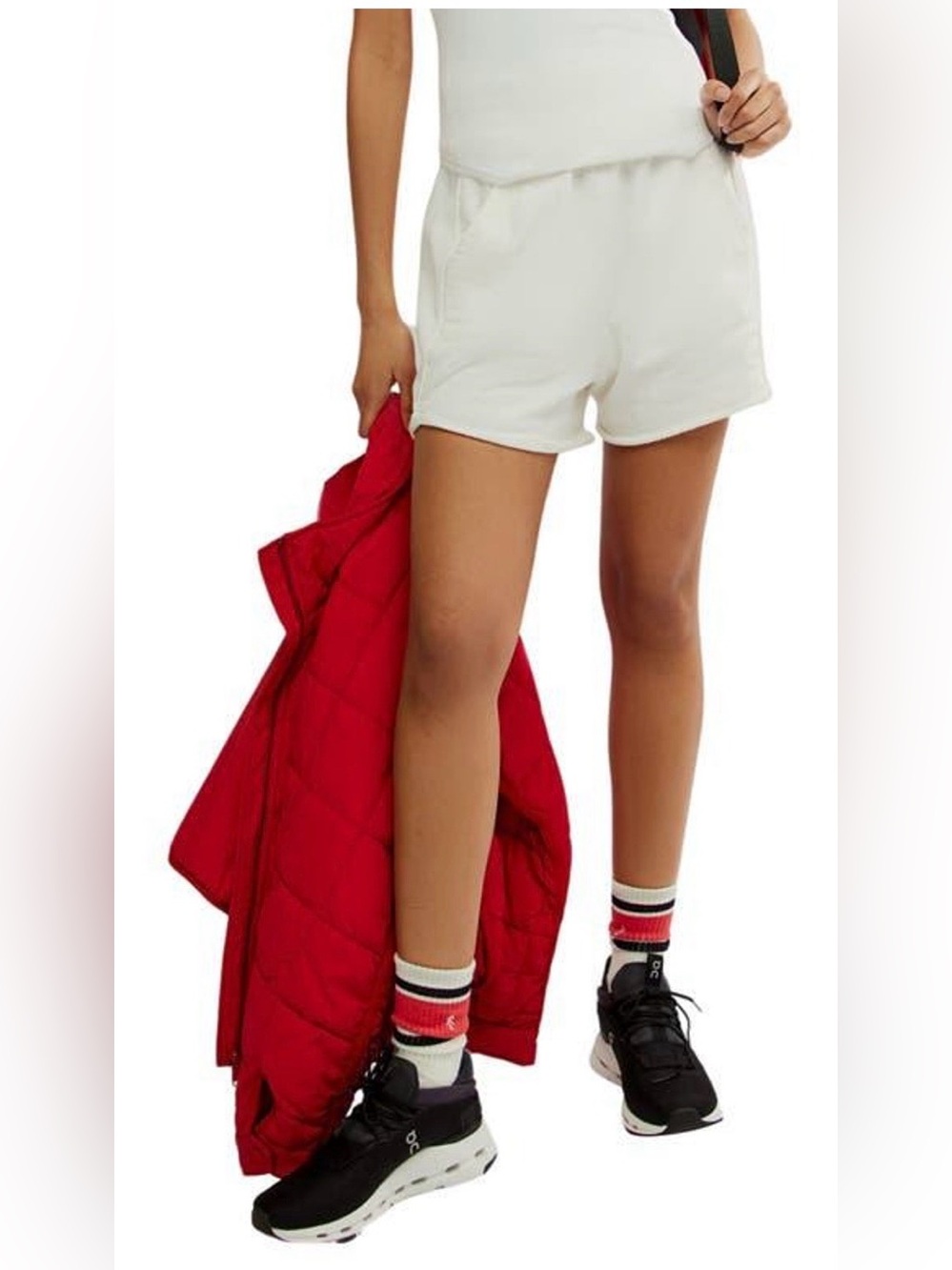NWOT Free People Movement All Star Sweat Shorts in White Size XL